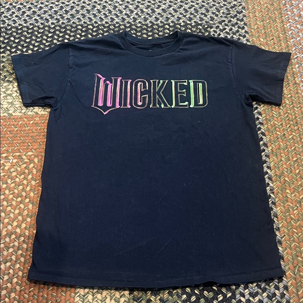Universal Black Tee with Multicolor 'Wicked' Design